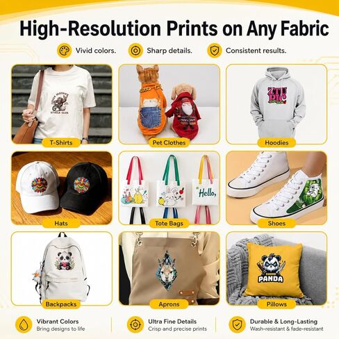 A3 R1390 DTF Printer Bundle with Roll Feeder, White Ink Circulation System & Auto Cleaning, Multi-Material Compatible, Ideal for Custom Garment & DIY T-Shirt Printing, Bright Colors in Kuwait