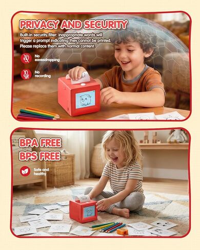 Smart AI Voice Sticker Printer Cube, Magic Thermal Sticker Maker with Display, Inkless Portable Sticker Cube for Home, Office, Study & DIY Projects, 5 Rolls Paper Included in Kuwait