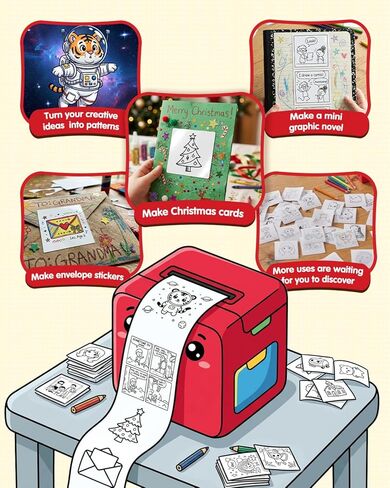 Smart AI Voice Sticker Printer Cube, Magic Thermal Sticker Maker with Display, Inkless Portable Sticker Cube for Home, Office, Study & DIY Projects, 5 Rolls Paper Included in Kuwait