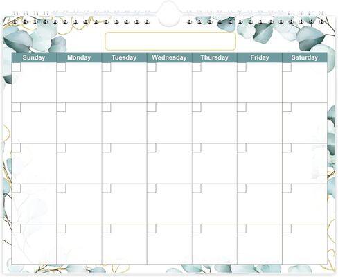 Undated Wall Calendar for 2026 or Any Year - Calendar Planner for Home, Office, Classroom, School, 12 Months Calendar with Thick Paper, 8.5" x 12", Green Leaf in Saudi Arabia