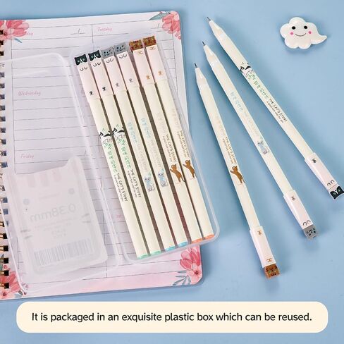 Cat Pens, 0.38mm Extra Fine Point, Quick Dry Black Gel Pens, Precise and smooth writing,Japanese Pen Style, 6-Count Pack in Saudi Arabia