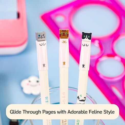 Cat Pens, 0.38mm Extra Fine Point, Quick Dry Black Gel Pens, Precise and smooth writing,Japanese Pen Style, 6-Count Pack in Saudi Arabia