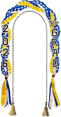 Piemow Graduation Leis Class of 2026-11 قطعة شريط التخرج المضفر المزدوج Lei مع حبل الشرف، هدية Grad Leis المصنوعة يدويًا للرجال والنساء الخريجين in Kuwait