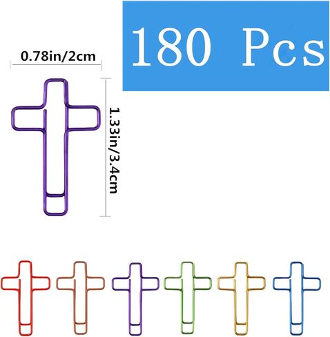 Cute Cross Paper Clips (180 Pack), Colored Cross Paper Clips, Paper Clamps for Students Teachers Bible Journaling and Daily Office Use in Saudi Arabia