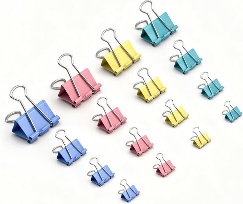 100 Pcs Colored Binder Clips Assorted Sizes, Metal Paper Clamps in Vibrant Green, Pink, Yellow, Blue for Office, School, Home Supplies in Saudi Arabia