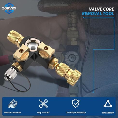 VC2G 1/4″ Valve Core Removal Tool Dual Valve with Sight Glass - Vacuum-Rated 20 microns & A2L Compatible - HVAC Tools in Saudi Arabia