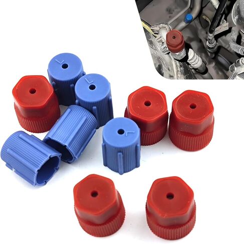 WZP 10PCS R134a AC Caps, 13mm &16mm High and Low Pressure Air Tool Dust Port Caps, A/C System Port Tight Sealing Leak-proof Cover with Rubber Ring, Universal for Most Cars (Blue & Red) in Kuwait