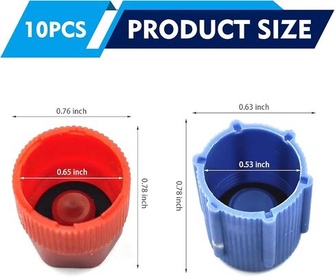 WZP 10PCS R134a AC Caps, 13mm &16mm High and Low Pressure Air Tool Dust Port Caps, A/C System Port Tight Sealing Leak-proof Cover with Rubber Ring, Universal for Most Cars (Blue & Red) in Kuwait