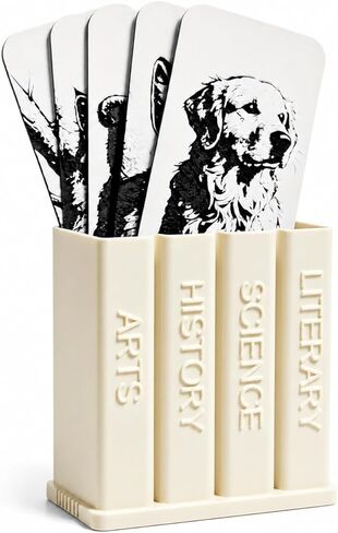 Book Shaped Bookmark Holder, Bookmark Organizer Box for Desk & Bookshelf, Cute Bookish Storage Display for Bookmarks, Pens & Small Accessories(Ivory White) in Saudi Arabia