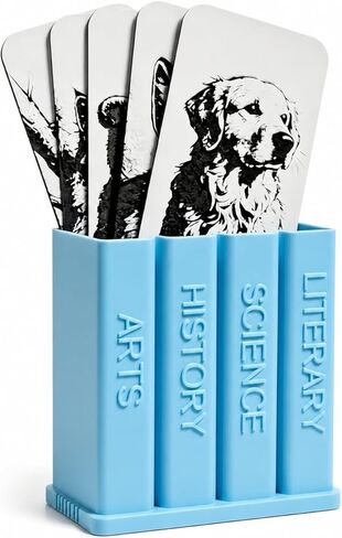 حامل إشارات مرجعية على شكل كتاب، صندوق منظم للإشارات المرجعية للمكتب ورف الكتب، عرض تخزين لطيف للإشارات المرجعية والأقلام والإكسسوارات الصغيرة (أبيض عاجي) in Kuwait