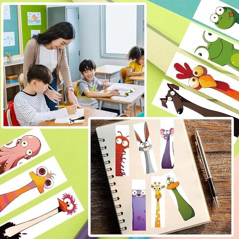 60PCS Funny Animal Bookmarks for Kids - Creative Unique Cartoon Page Holders, Gifts for Book Lovers, Students, Readers on Birthday/School Rewards/Library Reading in Saudi Arabia
