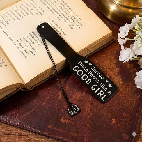 Smutty Metal Bookmark, Dark Romance Paddle Style Book Marker with Book Charm, Black Engraved Metal Book Mark, Spicy Bookish Gift for BookTok Readers & Smut Book Lovers (Smutty) in Kuwait