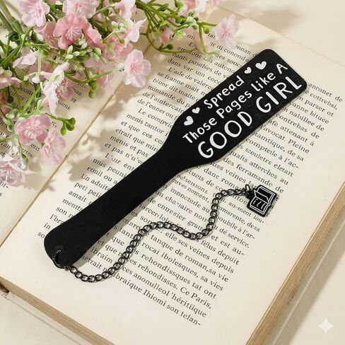 Smutty Metal Bookmark, Dark Romance Paddle Style Book Marker with Book Charm, Black Engraved Metal Book Mark, Spicy Bookish Gift for BookTok Readers & Smut Book Lovers (Smutty) in Kuwait