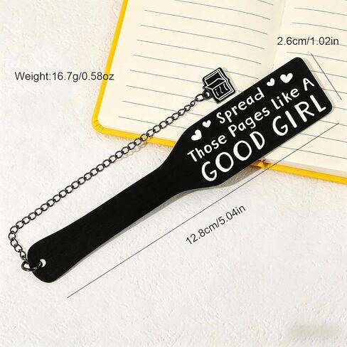 Smutty Metal Bookmark, Dark Romance Paddle Style Book Marker with Book Charm, Black Engraved Metal Book Mark, Spicy Bookish Gift for BookTok Readers & Smut Book Lovers (Smutty) in Kuwait