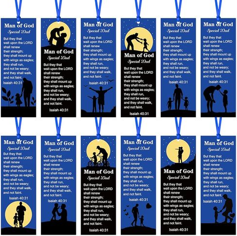 Haooryx Man of God Religious Christian Bookmarks - 120 Pcs Father's Day Book Marks Bible Verse Page Marker Gift Tag for Father's Day Dad's Birthday Party Gifts School Student Reward Teacher Supply in Kuwait