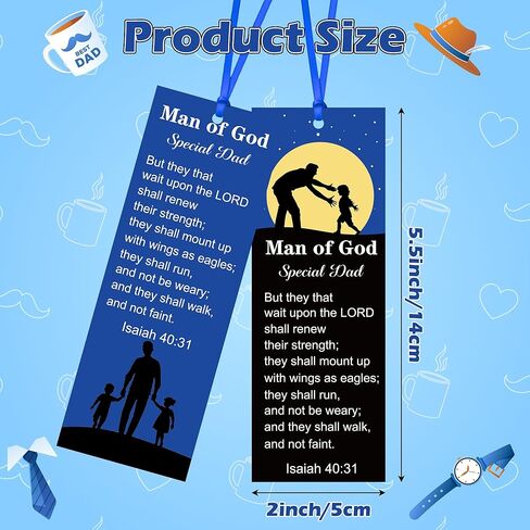 Haooryx Man of God Religious Christian Bookmarks - 120 Pcs Father's Day Book Marks Bible Verse Page Marker Gift Tag for Father's Day Dad's Birthday Party Gifts School Student Reward Teacher Supply in Kuwait