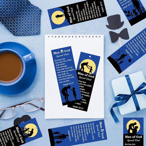 Haooryx Man of God Religious Christian Bookmarks - 120 Pcs Father's Day Book Marks Bible Verse Page Marker Gift Tag for Father's Day Dad's Birthday Party Gifts School Student Reward Teacher Supply in Kuwait