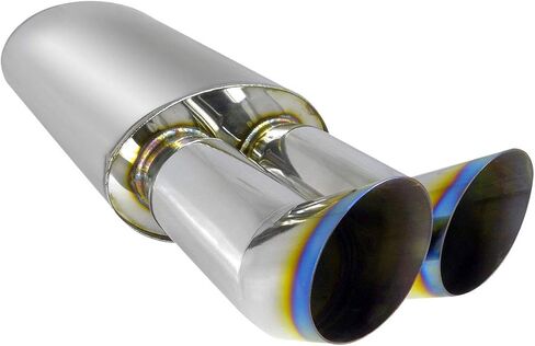 3" Dual Tilt Slant Outlet Titanium Burnt Tip 2.5" Inlet Exhaust Muffler in Saudi Arabia