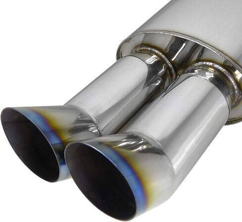 3" Dual Tilt Slant Outlet Titanium Burnt Tip 2.5" Inlet Exhaust Muffler in Saudi Arabia