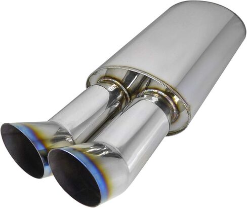 3" Dual Tilt Slant Outlet Titanium Burnt Tip 2.5" Inlet Exhaust Muffler in Saudi Arabia