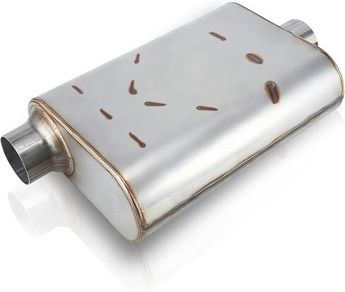 2.5" Offset inlet/Center Outlet Universal Exhaust Muffler, Stainless Steel Performance Muffler, 17" Overall Length Center-Center, Deep Aggressive Tone for Trucks, SUV, Muscle Cars in Saudi Arabia