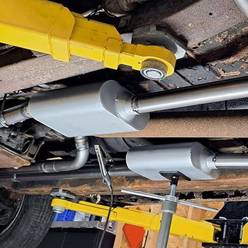 2.5" Offset inlet/Center Outlet Universal Exhaust Muffler, Stainless Steel Performance Muffler, 17" Overall Length Center-Center, Deep Aggressive Tone for Trucks, SUV, Muscle Cars in Saudi Arabia