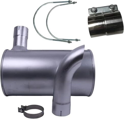 FridayParts 6738-11-5510 6738115520 كاتم صوت مع مشبك و2 قطعة U-Bolt متوافق مع محرك كوماتسو 6D102 حفارة PC200-7 PC220-7 PC210-7 PC240-7 PC228-3 PC230-7 PW180-7 استبدال in Kuwait