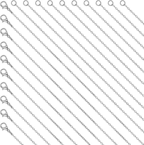 Hecila 20 Pack Necklace Chains Bulks Stainless Steel Necklace Chain with Lobster Clasps for Jewelry Making Silver Chain Necklaces 1.5mm Thin Cable Chains for Necklaces Pendants Making Supplies in Kuwait