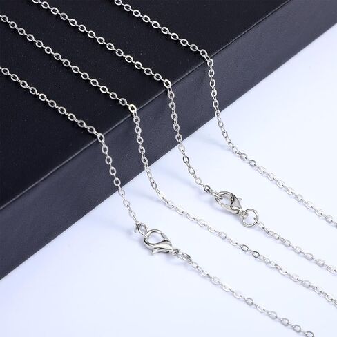 Hecila 20 Pack Necklace Chains Bulks Stainless Steel Necklace Chain with Lobster Clasps for Jewelry Making Silver Chain Necklaces 1.5mm Thin Cable Chains for Necklaces Pendants Making Supplies in Kuwait