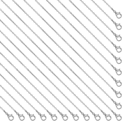 Hecila 20 Pack Necklace Chains Bulks Stainless Steel Necklace Chain with Lobster Clasps for Jewelry Making Silver Chain Necklaces 1.5mm Thin Cable Chains for Necklaces Pendants Making Supplies in Kuwait