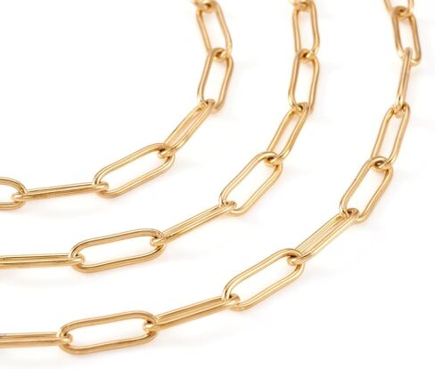 1m/Strand Stainless Steel Paperclip Necklace Stainless Steel Chain 12x4.4mm Golden Color for DIY Choker Necklace Bracelet Jewelry Making in Kuwait