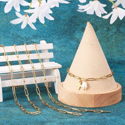 1m/Strand Stainless Steel Paperclip Necklace Stainless Steel Chain 12x4.4mm Golden Color for DIY Choker Necklace Bracelet Jewelry Making in Kuwait