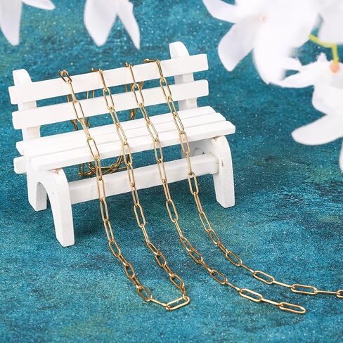 1m/Strand Stainless Steel Paperclip Necklace Stainless Steel Chain 12x4.4mm Golden Color for DIY Choker Necklace Bracelet Jewelry Making in Kuwait