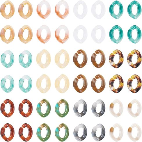 360Pcs Transparent Acrylic Chain Links 12 Colors Vintage Twist Quick Link Connectors Imitation Gemstone Open Linking Rings for Earring Necklace Jewelry Pocket Chain DIY Craft Making in Saudi Arabia