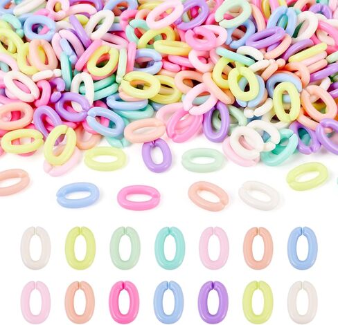 360Pcs Transparent Acrylic Chain Links 12 Colors Vintage Twist Quick Link Connectors Imitation Gemstone Open Linking Rings for Earring Necklace Jewelry Pocket Chain DIY Craft Making in Saudi Arabia
