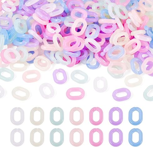 360Pcs Transparent Acrylic Chain Links 12 Colors Vintage Twist Quick Link Connectors Imitation Gemstone Open Linking Rings for Earring Necklace Jewelry Pocket Chain DIY Craft Making in Saudi Arabia
