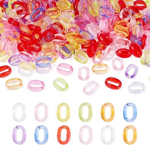 360Pcs Transparent Acrylic Chain Links 12 Colors Vintage Twist Quick Link Connectors Imitation Gemstone Open Linking Rings for Earring Necklace Jewelry Pocket Chain DIY Craft Making in Saudi Arabia