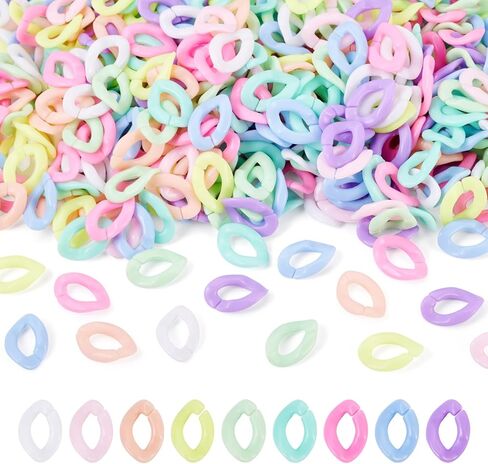 360Pcs Transparent Acrylic Chain Links 12 Colors Vintage Twist Quick Link Connectors Imitation Gemstone Open Linking Rings for Earring Necklace Jewelry Pocket Chain DIY Craft Making in Saudi Arabia