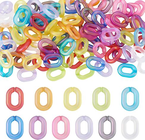 360Pcs Transparent Acrylic Chain Links 12 Colors Vintage Twist Quick Link Connectors Imitation Gemstone Open Linking Rings for Earring Necklace Jewelry Pocket Chain DIY Craft Making in Saudi Arabia