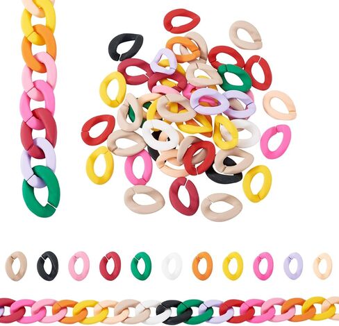 360Pcs Transparent Acrylic Chain Links 12 Colors Vintage Twist Quick Link Connectors Imitation Gemstone Open Linking Rings for Earring Necklace Jewelry Pocket Chain DIY Craft Making in Saudi Arabia