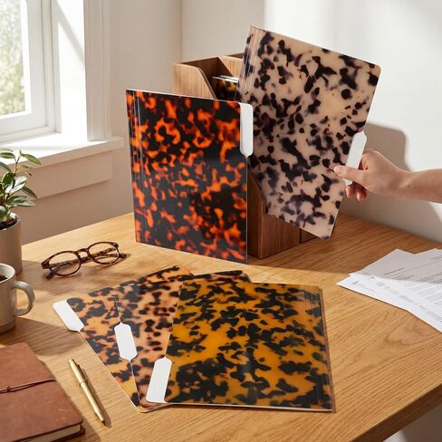 Landhoow 12 Pack Tortoise Shell Thick File Folders 11.6 x 9.5 Inch Organizer File Folders 1/3 Cut Tab Thick Documents Supplies for Office Desk Organization in Kuwait