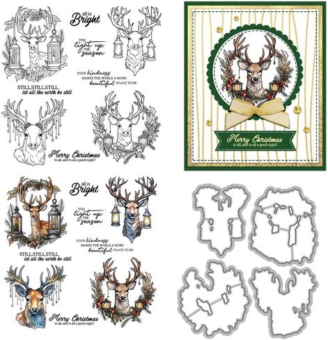 Christmas Sheep Stamps and Die Cuts for Card Making Santa Hat Box Transparent Silicone Clear Stamp and Metal Cutting Dies Sets for DIY Scrapbooking Paper Crafting Seals Decorative Supplies in Kuwait