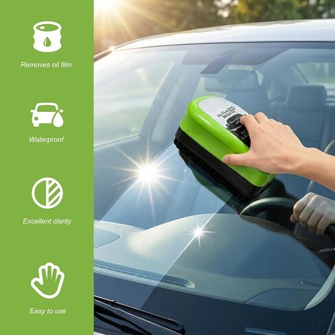 قطعتان من فرشاة تنظيف غشاء زيت السيارات، مضادة للضباب ومضادة للمطر، لوحة تنظيف نافذة السيارة، مزيل غشاء الزيت، منظف الزجاج ذو الرؤية الواضحة، فرشاة طلاء الزجاج الأمامي للسيارات قابلة لإعادة الاستخدام in Kuwait