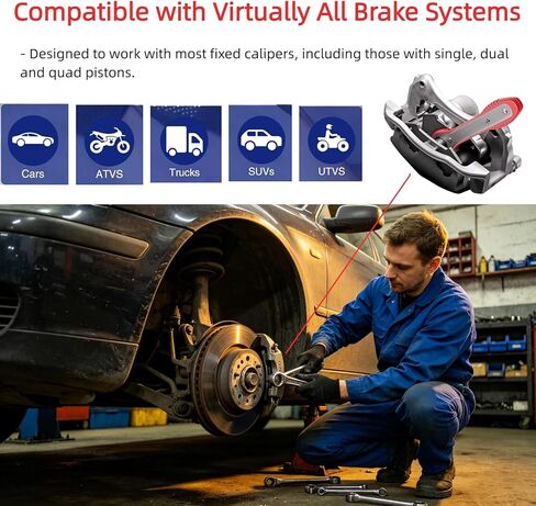 Brake Caliper Compression Tool Set: 360° Swing Ratchet Switch Brake Caliper Press, Piston Press Tool with 2 Large Steel Plate, 2 Caliper Hanger and 1 Gloves, Break Pad Spreader for Car Truck SUV in Saudi Arabia
