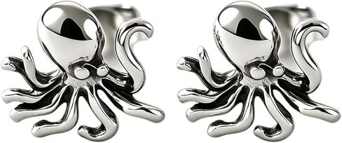 Xusamss Punk Body Piercing Earrings Stainless Steel Animal Octopus Stud Earrings in Saudi Arabia