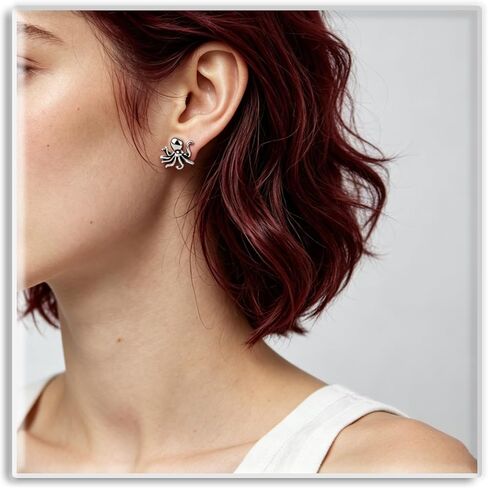 Xusamss Punk Body Piercing Earrings Stainless Steel Animal Octopus Stud Earrings in Saudi Arabia