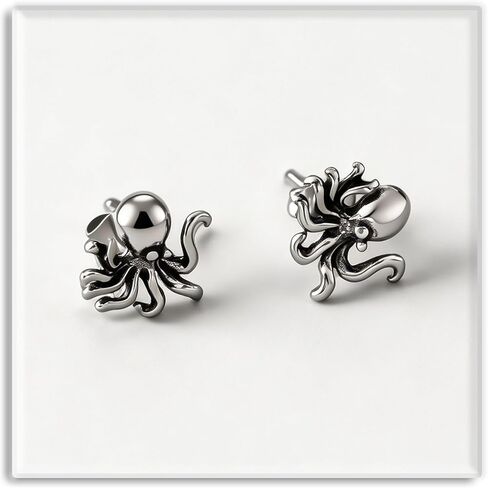 Xusamss Punk Body Piercing Earrings Stainless Steel Animal Octopus Stud Earrings in Saudi Arabia