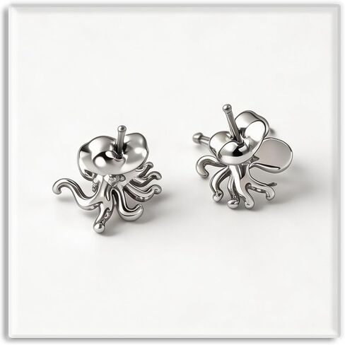 Xusamss Punk Body Piercing Earrings Stainless Steel Animal Octopus Stud Earrings in Saudi Arabia