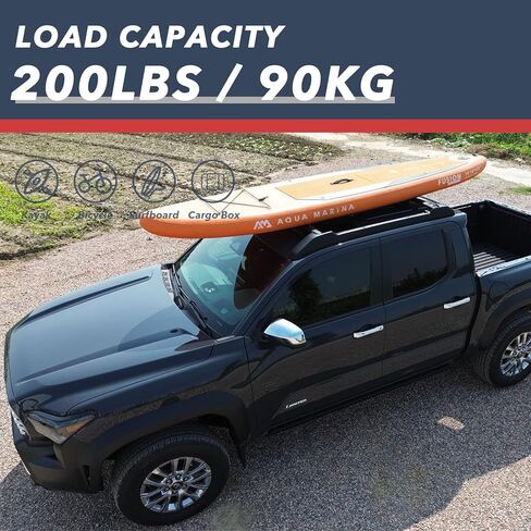 قضبان متقاطعة لحامل السقف لعام 2024 2025 2026 Toyota Tacoma Double Cab - قضيب سقف من الألومنيوم العارضة لدراجة البضائع الزورق ودراجة الكاياك على الجليد - أمتعة حامل البضائع على السطح (ليست لـ XtraCab) in Kuwait