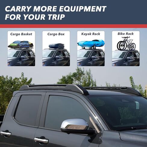 قضبان متقاطعة لحامل السقف لعام 2024 2025 2026 Toyota Tacoma Double Cab - قضيب سقف من الألومنيوم العارضة لدراجة البضائع الزورق ودراجة الكاياك على الجليد - أمتعة حامل البضائع على السطح (ليست لـ XtraCab) in Kuwait